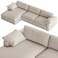Modern Light Beige Fabric Sectional Sofa With Comfortable Cushions And Spacious Seating 3d model