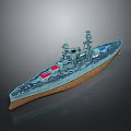Detailed Warship Model as Water Transport with Turrets and Hull Design