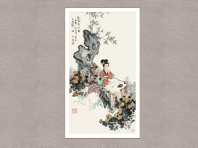 Chinese Decorative Painting Poetry Picture Gu Bingxin Flower and Bird Painting model