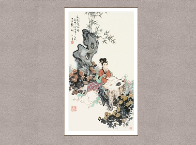 Chinese Decorative Painting Poetry Picture Gu Bingxin Flower and Bird Painting 3d model