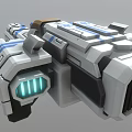 Futuristic Sci Fi Spaceship 3D Model With White Blue Black Accents And Golden Component