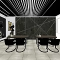 Hotel Public Lounge Area With Modern Design Marble Wall Reception Desk And Chairs