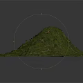 Mossy Green Terrain Scene Component With Natural Textured Surface And Irregular Shape