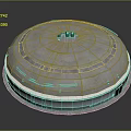 Modern Domed Building Exterior With Circular Top Opening And Base Horizontal Lines 3d model