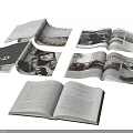 Open Books And Magazines With Photographs Text Pages And Layout Design