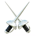 Crossed Fencing Swords As Professional Sports Equipment With Metallic Blades And Ergonomic Handles