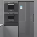 Modern Black Kitchen Appliances With Built In Ovens And Refrigerator Design