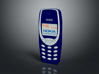 Nokia Classic Mobile Phone With Blue Color Keypad Design Directly From 3d model