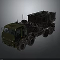 Green Military Truck With Heavy Duty Wheels And Multiple Rocket Launcher System
