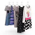 Cute Children's Clothes Hanging With Peppa Pig Cat Pattern Striped And Polka Dot Designs
