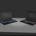 Modern Electronic Devices Two Black Laptops With Backlit Keyboards And Screens