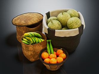 Modern fruit weaving basket bamboo weaving basket 3d model