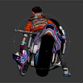 Cyberpunk Style Motorcycle With Blue Pink Body Tiger Graphics Red Jacket Rider And Pink Wheels