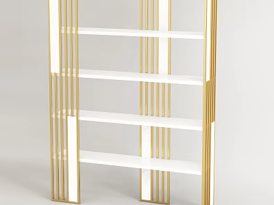 Modern Gold Frame White Shelving Unit With Multiple Tiers For Home 3d model