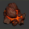 Red Lava Rock Themed Decorative Ornament With Glowing Accents For Home Decoration