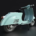 Light Blue Vintage Vespa Scooter With Classic Design And Black Seat