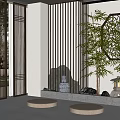 Modern new Chinese style landscape sketch background wall landscape sketch background wall 3d model