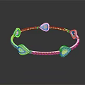 Silver Bracelet With Heart Shaped Red And Blue Gemstones Delicate Design