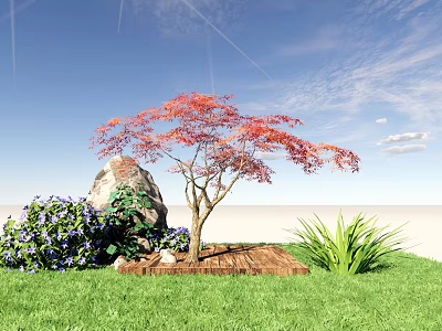 Modern landscape sketch maple stone landscape 3d model