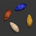 Colorful Textured Caterpillars in Red Brown Blue White and Yellow on Dark Background