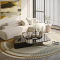 Modern Multiplayer Sofa Atmospheric Sofa Coffee Table Combination 3d model
