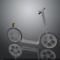 Silver Frame Scooter With Large Wheels Black Handlebar Small Device On Black Reflective Surface