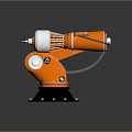 Orange Industrial Robot Arm With Silver Components And Black Base Structure 3d model