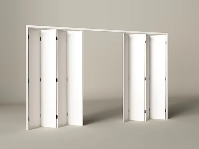 Sleek Modern White Folding Door in Open Position with Light Grey Background 3d model