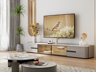 Modern coffee table cream coffee table TV cabinet combination 3d model