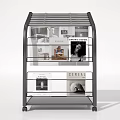 Modern Metal Frame Bookcase With Multiple Shelves And Design Magazines 3d model