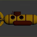 Yellow And Red Cartoon Submarine Model With Round Windows And Propeller
