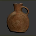 Handmade Terracotta Jug With Orange Red Color Textured Surface And Carved Patterns