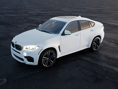 White BMW SUV Coupe With Sleek Exterior Design Parked On Black Asphalt 3d model