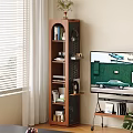 Multi Tiered Wooden Shelving Unit With Books Decorative Items In Living Room