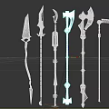 Various Medieval Fantasy Polearm Weapons With Unique Designs For Game Collection