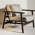 Modern Minimalist Leisure Chairs With Wooden Frame And Neutral Upholstered Seats