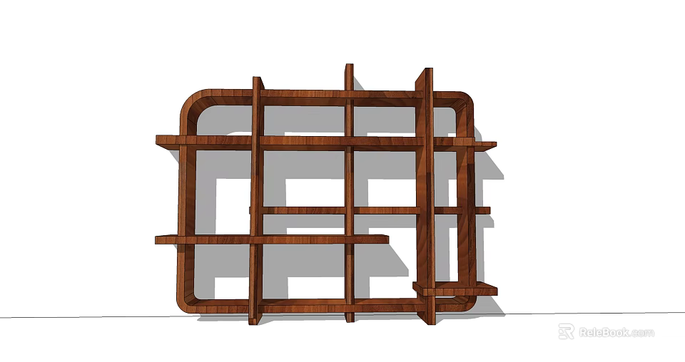 Wooden Open Design Storage Shelving Unit With Multiple Shelves For Home 3d model 