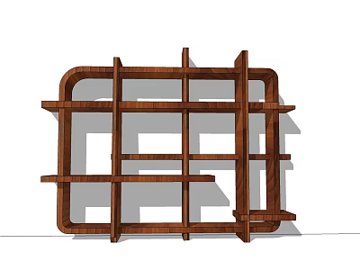 Wooden Open Design Storage Shelving Unit With Multiple Shelves For Home 3d model
