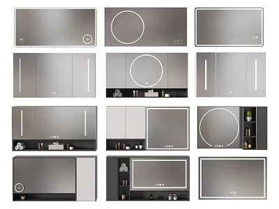 Modern Decorative Mirror Designs With Various Shapes And Wall Mounted Features 3d model