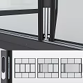 Modern Glass Window Design With Black Frame And Sliding Panel Features 3d model