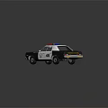 Black And White Police Car With Red Blue Police Lights Number 46 And Badge