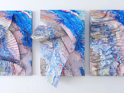 Modern Abstract Wall Decor With Colorful Textured Folded Art Design Set 3d model