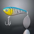 Colorful Yellow Blue Black Striped Fishing Lure Hard Bait With Hooks And Spinner Blade