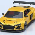 Yellow Audi Sports Car With Black Rear Spoiler Red Interior And Sporty Design