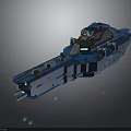 Detailed Blue Futuristic Cosmic Spaceship 3D Model Design Concept
