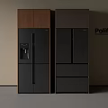 Poliform Modern Refrigerator Freezer Units With Wooden Panels And Black Design