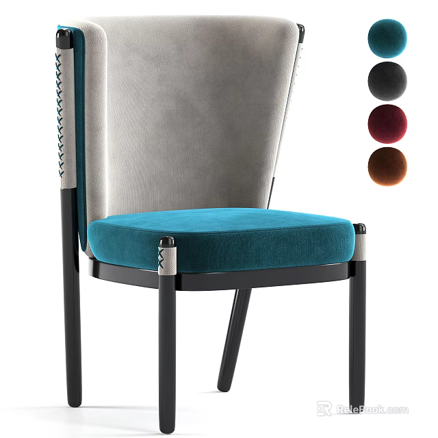 Comfortable Velvet Accent Chair With Blue Seat Grey Back And Metal Legs In Multiple Colors 3d model 