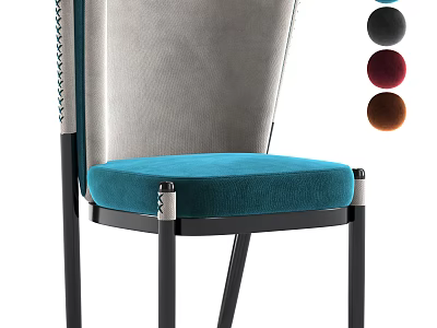 Comfortable Velvet Accent Chair With Blue Seat Grey Back And Metal Legs In Multiple Colors 3d model