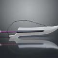 Decorative Sword With Sharp Long Blade Red And Black Handle And Hanging Chain