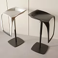 Modern Design Bar Stools in White and Black with Square Base and Streamlined Structure 3d model